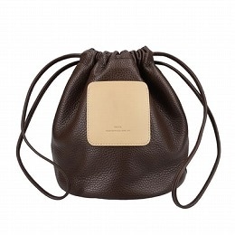 SCYE サイ シュリンクレザードローストリングバッグ Leather Drawstring Bag ダークブラウン