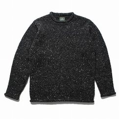 aran woollen mills アラン ウーレン ミルズ Roll Neck Sweater ツイードロールネックセーター454 ブラック|A|BRAND
