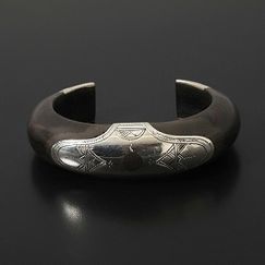 TOUAREG SILVER JEWELRY トゥアレグ シルバー ジュエリー POURE SILVER BANGLE シルバーバングル BR10 エボニーウッド シルバー ブラウン|T|BRAND