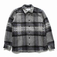 WAX LONDON ワックスロンドン ウール チェック オーバーシャツ NOLAN WOOL CHECK SHIRT グレーブルー|W|BRAND