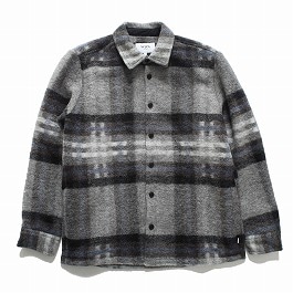 WAX LONDON ワックスロンドン ウール チェック オーバーシャツ NOLAN WOOL CHECK SHIRT グレーブルー