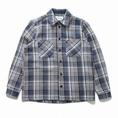WAX LONDON ワックスロンドン バスケット織り オーバーシャツ ブルー エクリュ BASKET WEAVE SHIRT BLU/ECRU|W|BRAND