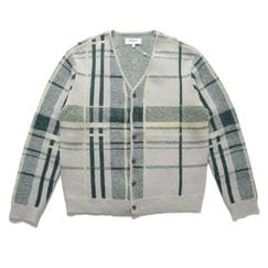 WAX LONDON ワックスロンドン チェック ニット カーディガンナチュラルグリーン ALBAN PLAID CHECK CARDIGAN NATURAL/GREEN|W|BRAND