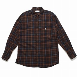 GYMPHLEX ジムフレックス チェック 起毛ツイル ボタンダウン シャツ BROWN×SAX CHECK(ECRU) 