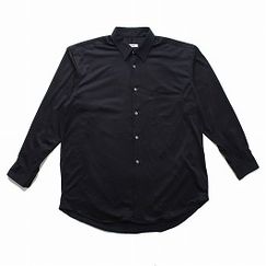 INTERIM インテリム エクストラ ファイン メリノウール ジャージー ロングスリーブ レギュラーカラー シャツ ダークネイビー|I|BRAND