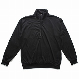 INTERIM インエリム エクストラ ファイン メリノウール ジャージー ハイネック ハーフジップ ブラック