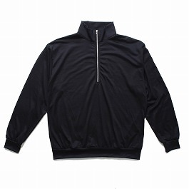 INTERIM インエリム エクストラ ファイン メリノウール ジャージー ハイネック ハーフジップ ダークネイビー