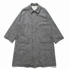 INTERIM インテリム ダブル サイデッド ジャカードツィード ハイパービッグ ハンティングコート ブラック|I|BRAND