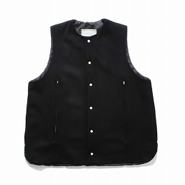 amne アンヌ メルトン・キルト スイッチベスト ブラック MELTON QUILT switch vest  black amn-VT-001