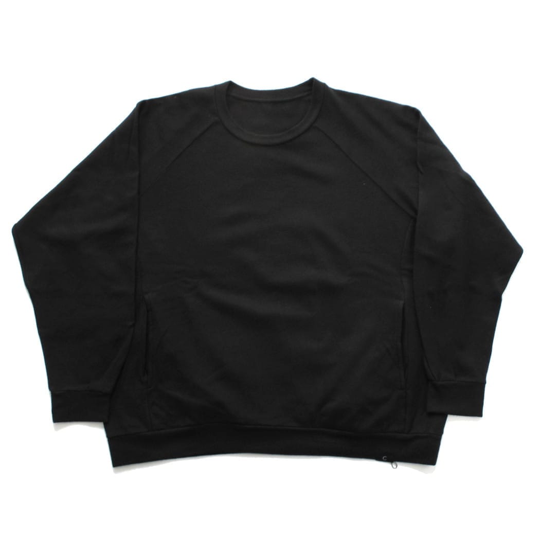 capertica カペルチカ スーパー140s ウォッシャブルウール ポケット付き スウェット トレーナー EBONY