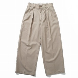 amne アンヌ gabardine whales ホエール ワンプリーツ ワイドスラックス ベージュ