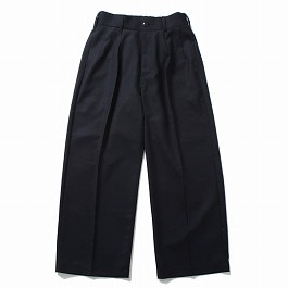 amne アンヌ gabardine whales ホエール ワンプリーツ ワイドスラックス ネイビー