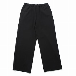 INTERIM インテリム ウール クレープ サブレ ベール デッドストック ファブリック ワイドドレス イージーパンツ ブラック