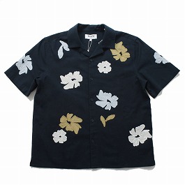 WAX LONDON ワックスロンドン フラワー刺繍 ショートスリーブシャツ ネイビー マルチカラー Navy And Multicolour Floral Applique Short-Sleeve Shirt
