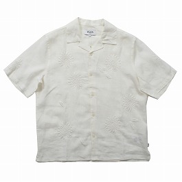 WAX LONDON ワックスロンドン Didcot ワックスロンドン フラワー刺繍 ショートスリーブシャツ ホワイト White Flower Embroidered Short-Sleeve Shirt WHIT