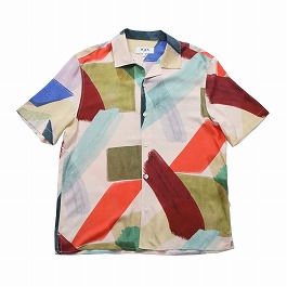 WAX LONDON ワックスロンドン マルチカラー ペイント シェイプ ショートスリーブシャツ Didcot Multicolour Painted Shapes Short-Sleeve Shirt