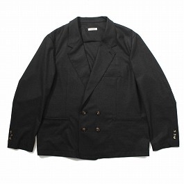 INTERIM LEATHER PIPING DOUBLE JACKET 2/80 スーパー120'S ライト ウール フラノ レザー パイピング ダブル ジャケット チャコール