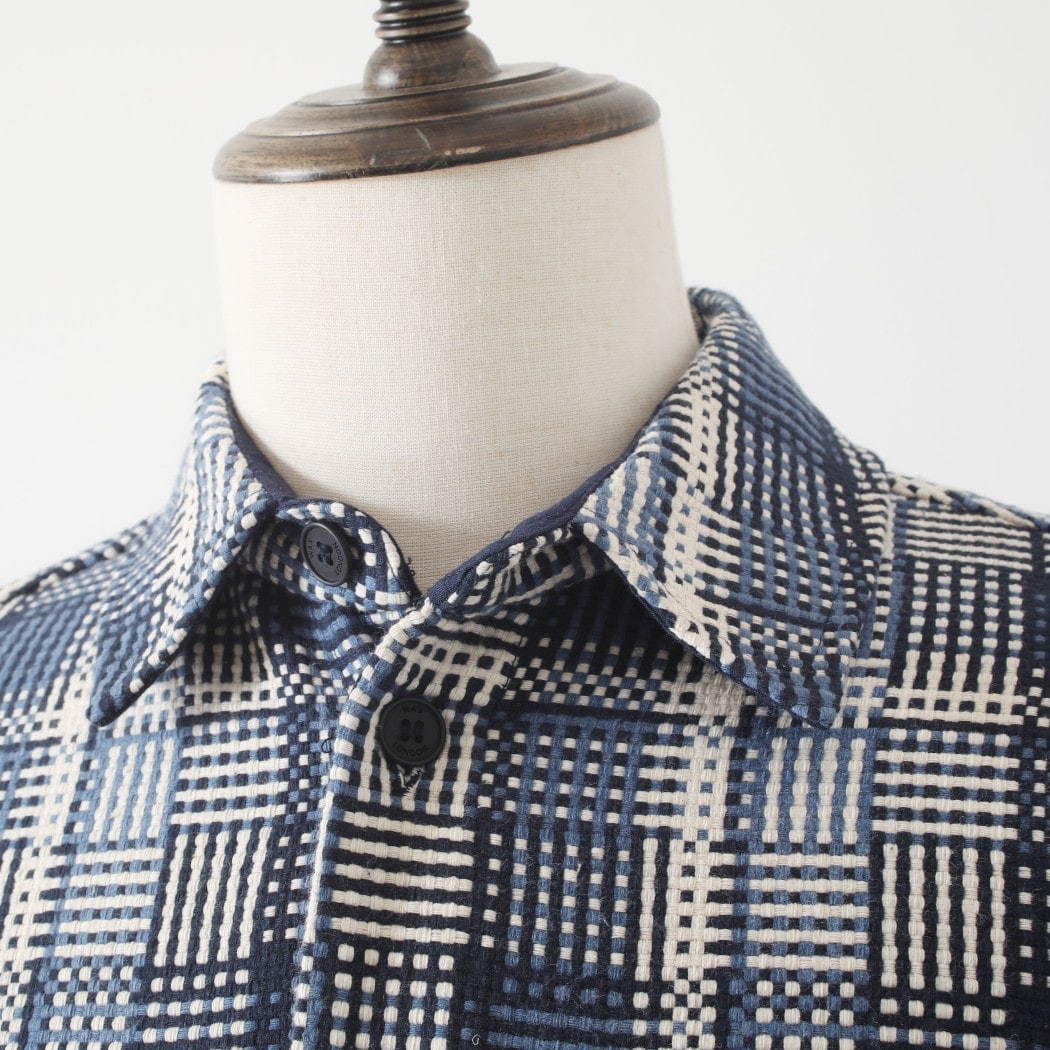 WAX LONDON ワックスロンドン バスケット織り オーバーシャツ ブルー