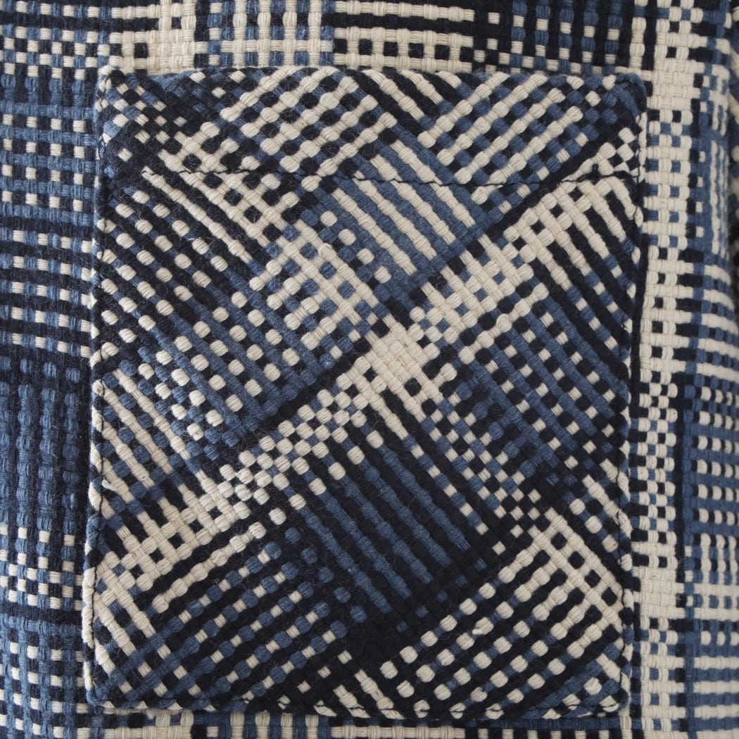 WAX LONDON ワックスロンドン バスケット織り オーバーシャツ ブルー エクリュ BASKET WEAVE SHIRT BLU/ECRU