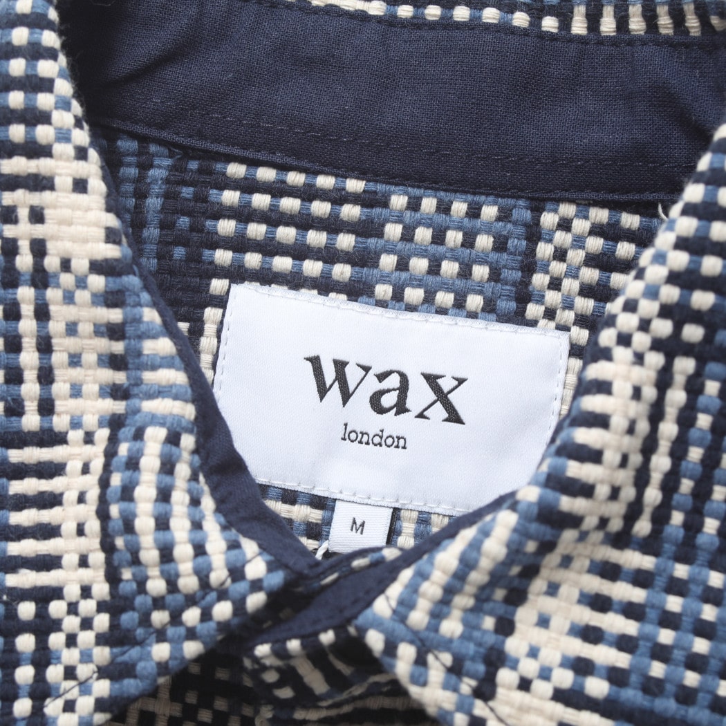 WAX LONDON ワックスロンドン バスケット織り オーバーシャツ ブルー