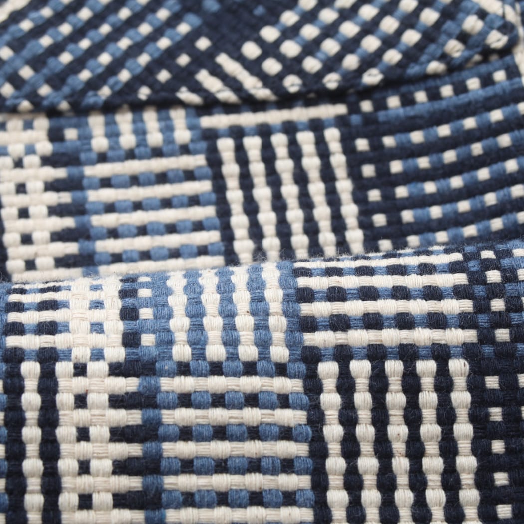 WAX LONDON ワックスロンドン バスケット織り オーバーシャツ ブルー エクリュ BASKET WEAVE SHIRT BLU/ECRU