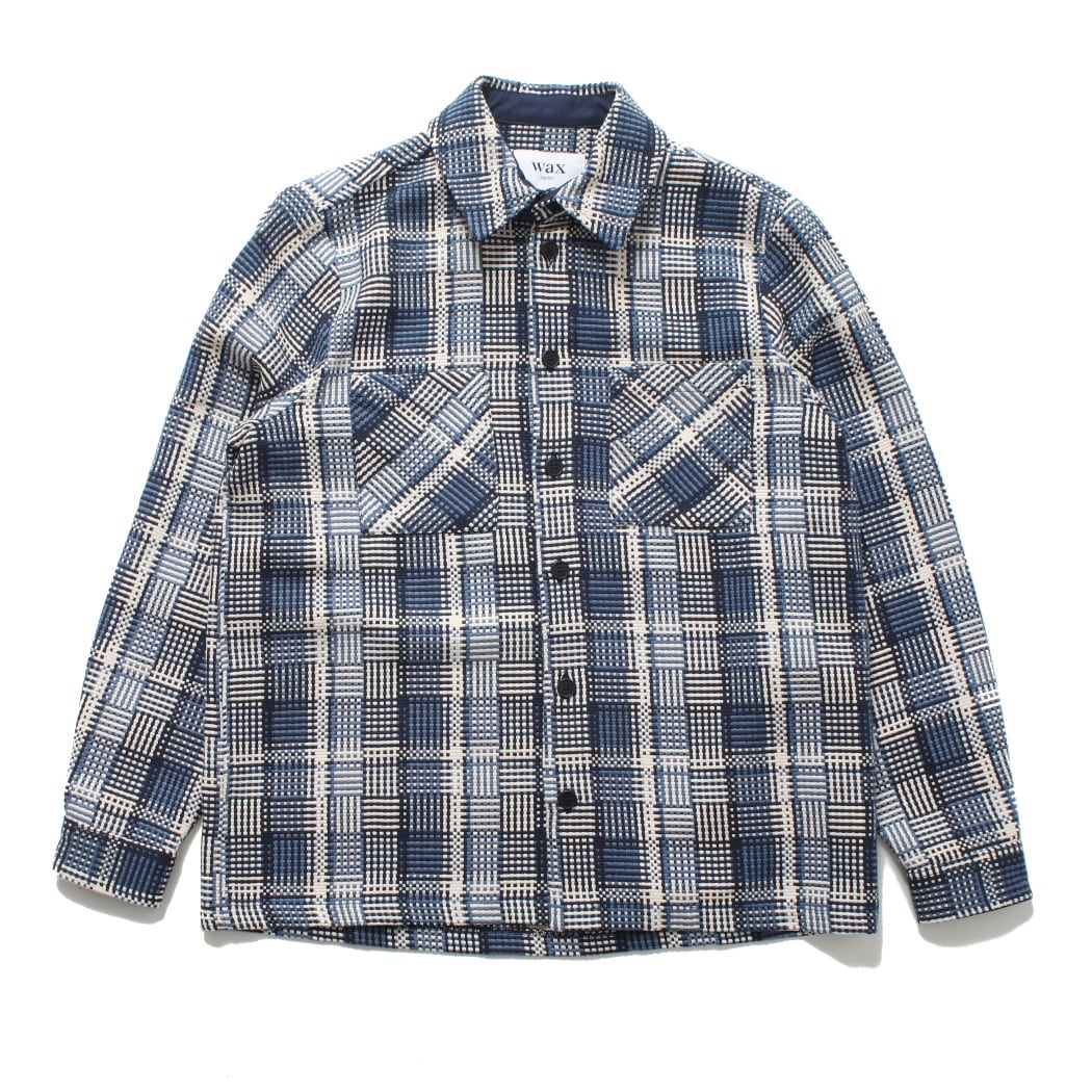 WAX LONDON ワックスロンドン バスケット織り オーバーシャツ ブルー