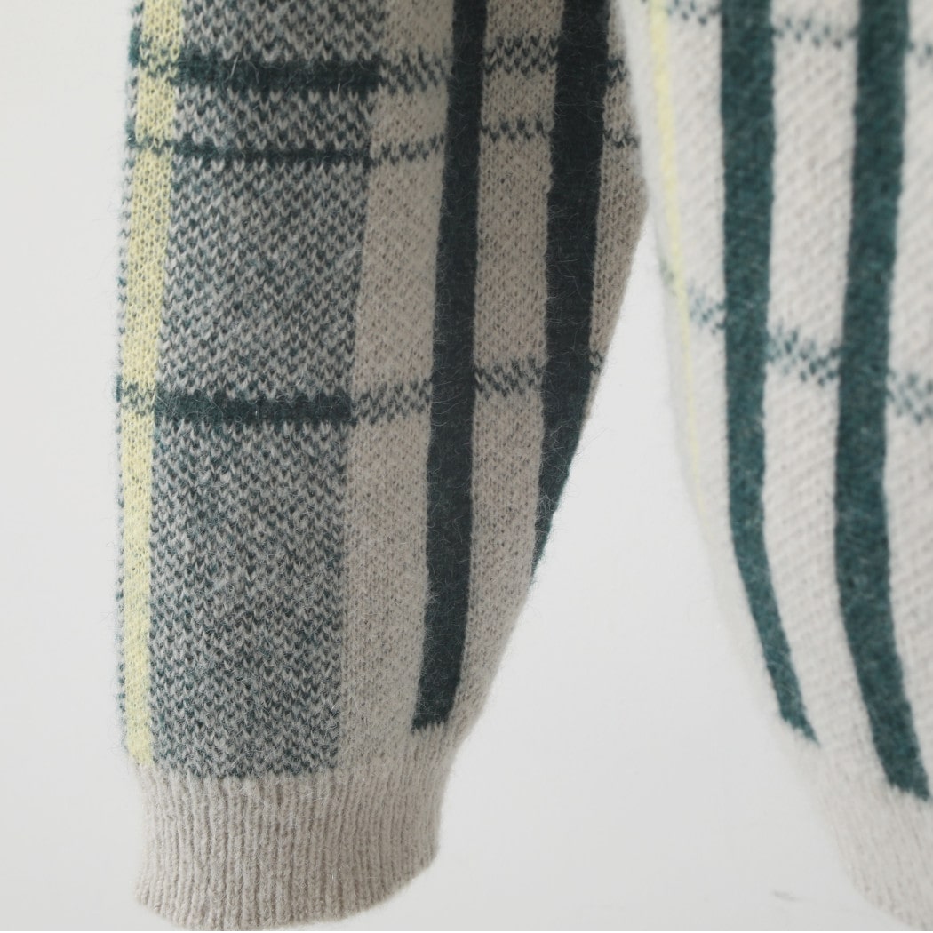 WAX LONDON ワックスロンドン チェック ニット カーディガンナチュラル