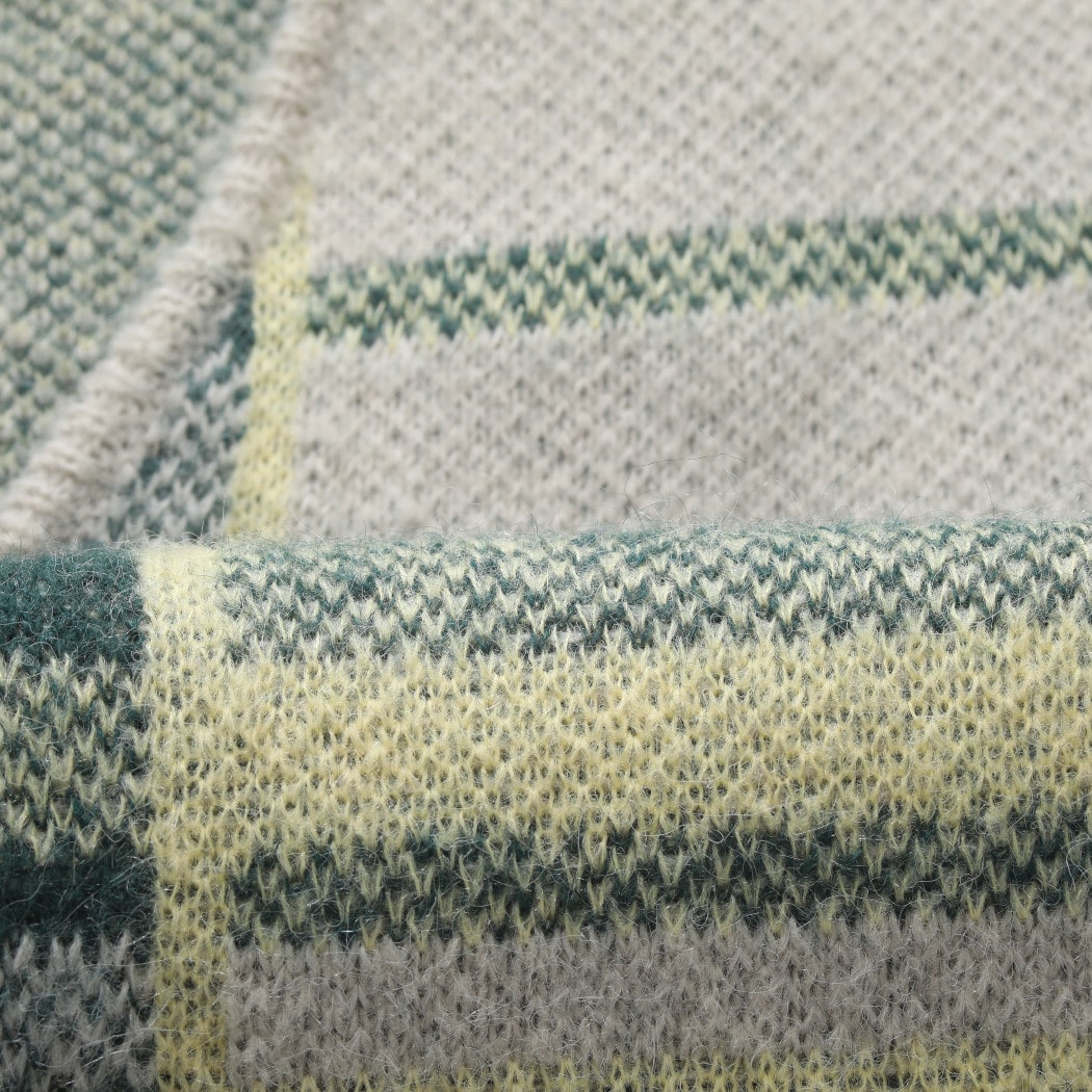 WAX LONDON ワックスロンドン チェック ニット カーディガンナチュラルグリーン ALBAN PLAID CHECK CARDIGAN NATURAL/GREEN