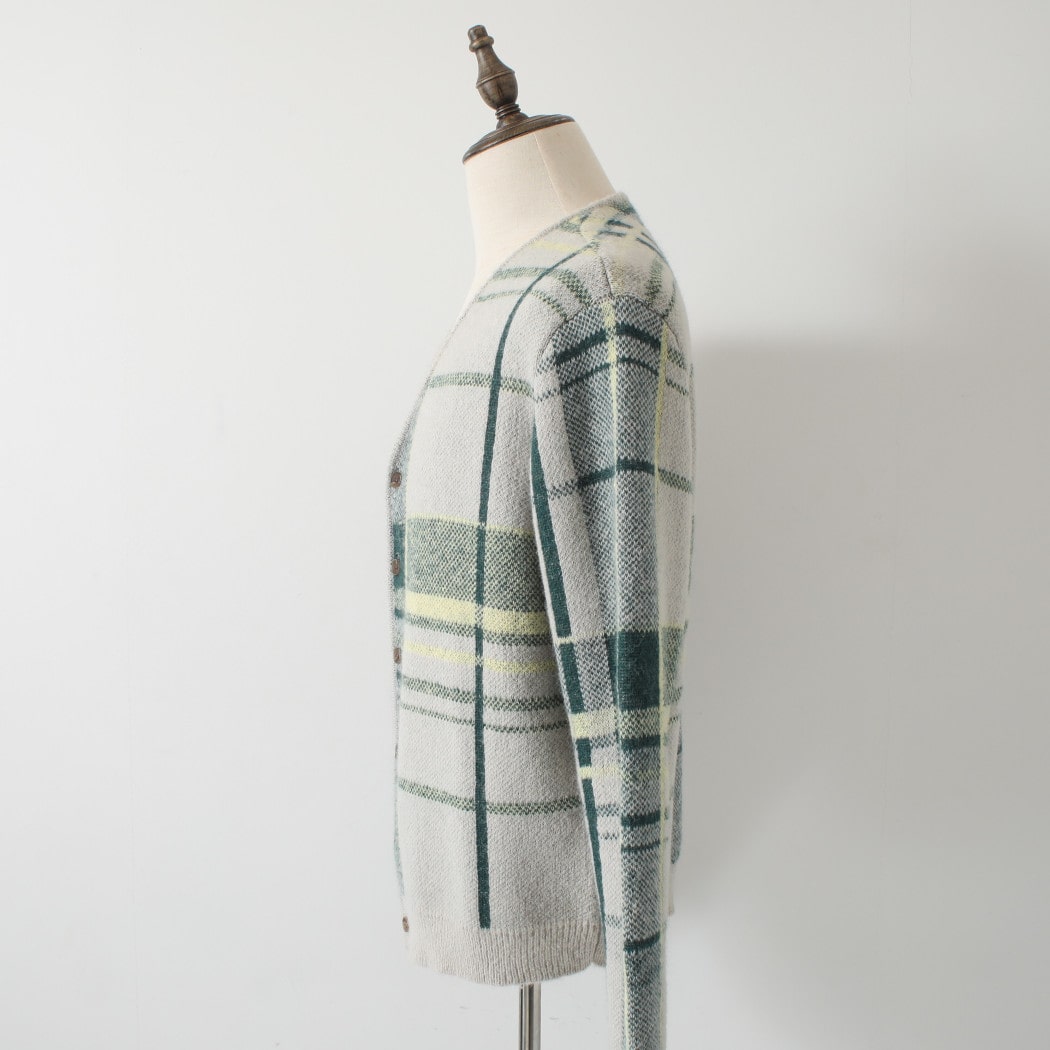 WAX LONDON ワックスロンドン チェック ニット カーディガンナチュラル