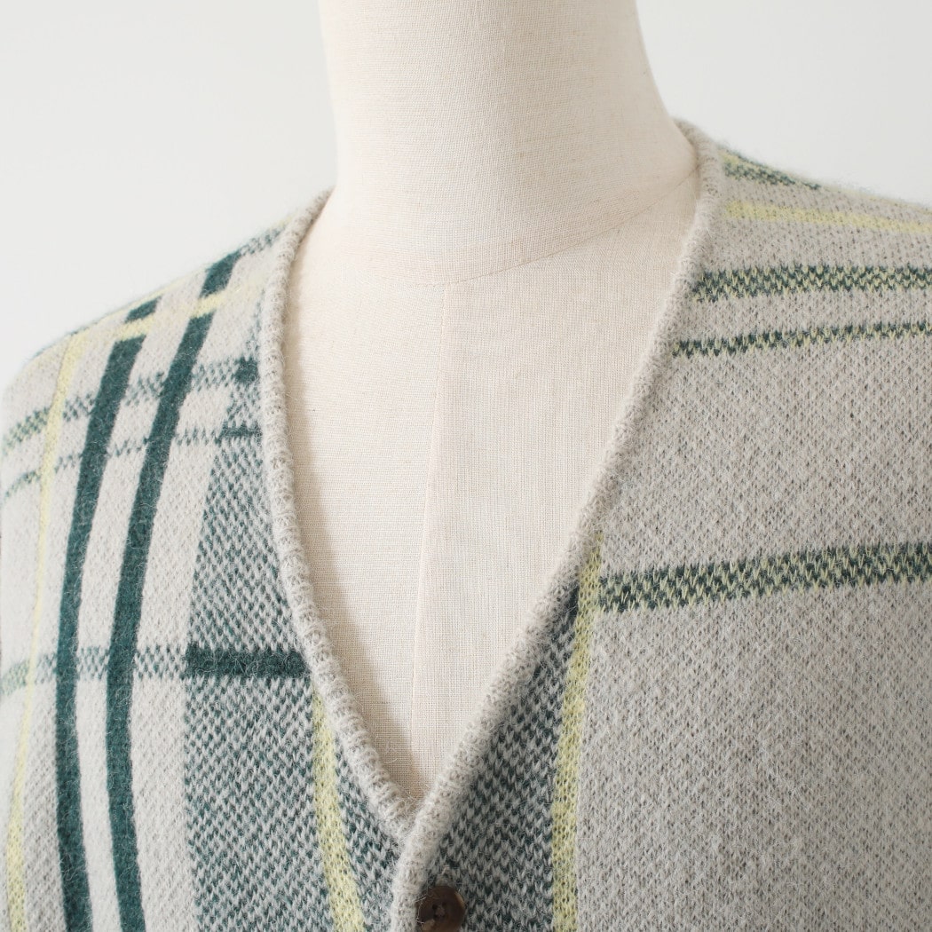 WAX LONDON ワックスロンドン チェック ニット カーディガンナチュラル