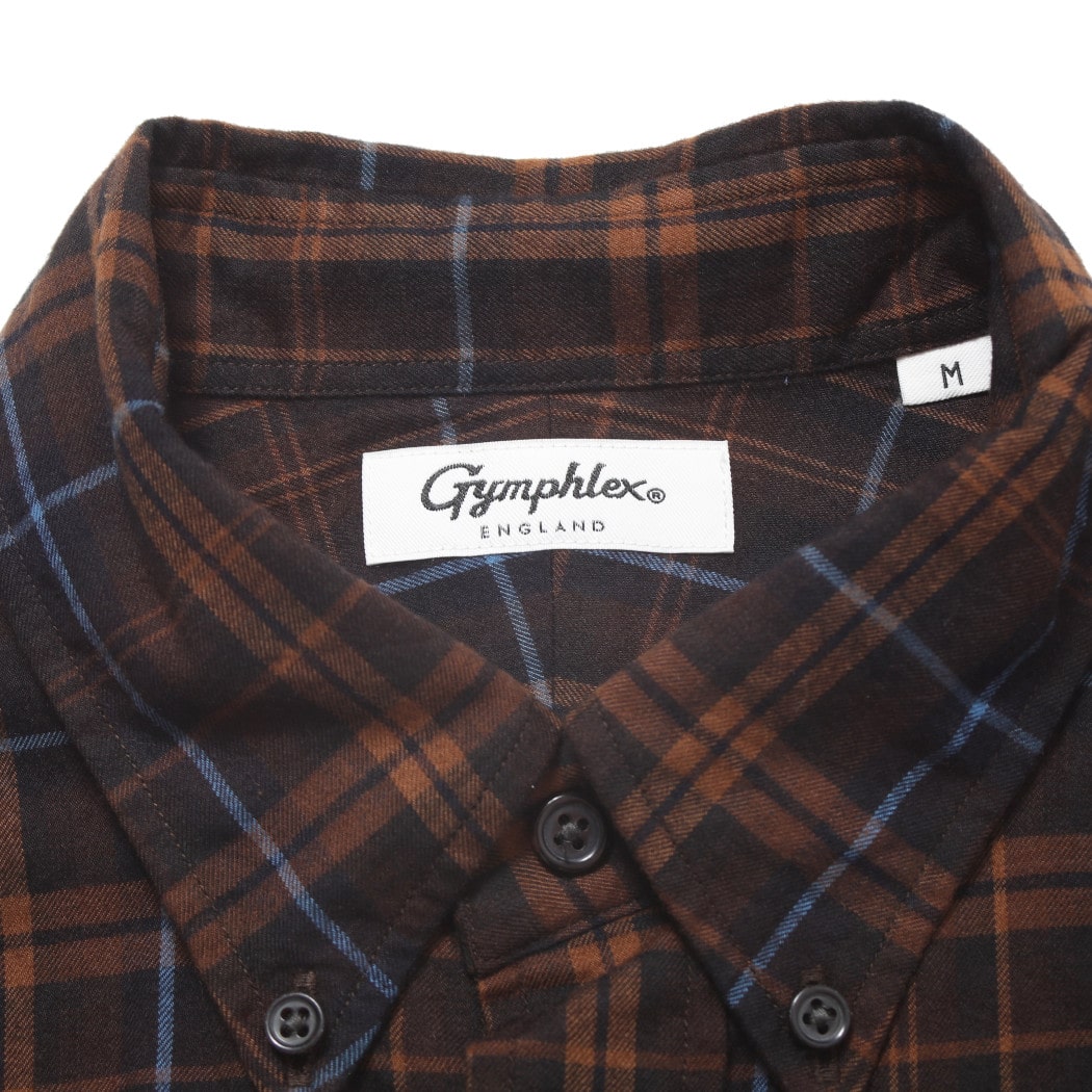 GYMPHLEX ジムフレックス チェック 起毛ツイル ボタンダウン シャツ 