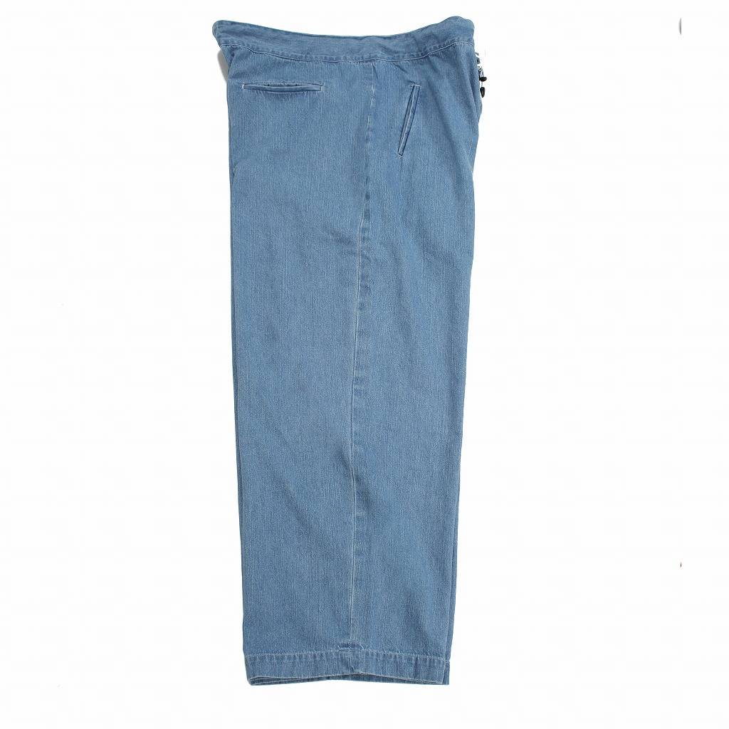 ATHA アタ ワイドイージーパンツ FADE DENIM GATHER WIDE EASY TROUSERS アイスブルー