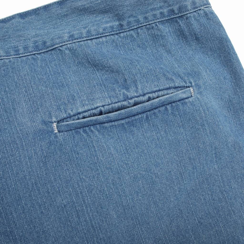 ATHA アタ ワイドイージーパンツ FADE DENIM GATHER WIDE EASY TROUSERS アイスブルー