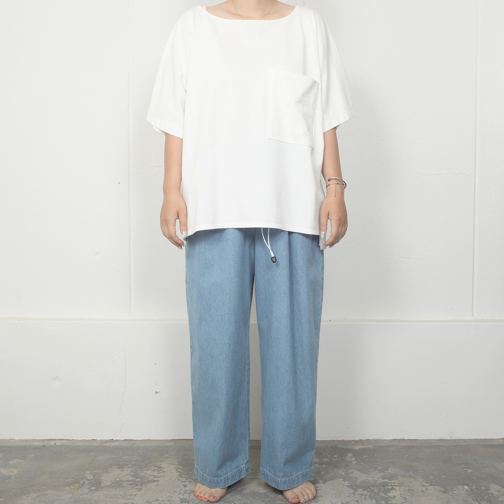 ATHA アタ ワイドイージーパンツ FADE DENIM GATHER WIDE EASY TROUSERS アイスブルー