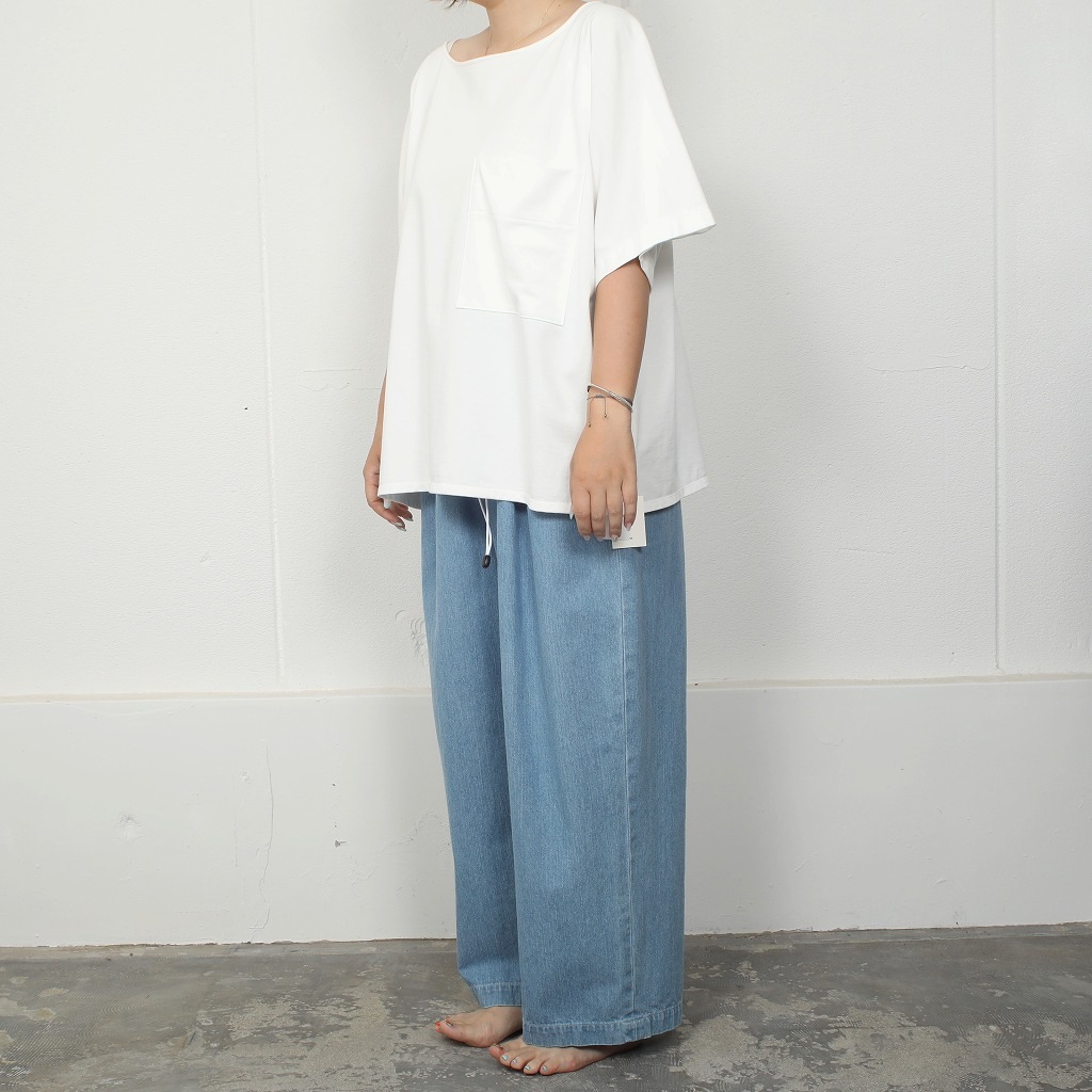 ATHA アタ ワイドイージーパンツ FADE DENIM GATHER WIDE EASY TROUSERS アイスブルー