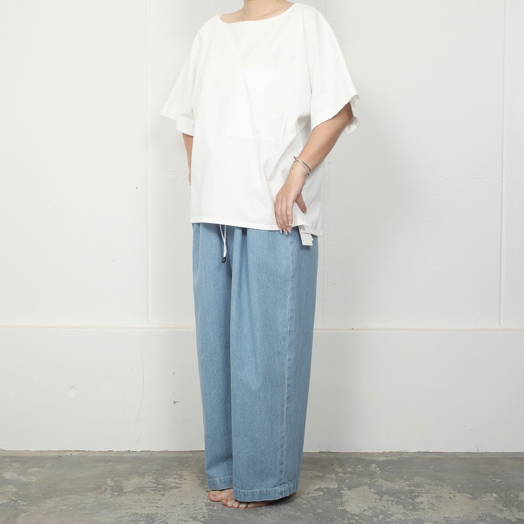 ATHA アタ ワイドイージーパンツ FADE DENIM GATHER WIDE EASY TROUSERS アイスブルー