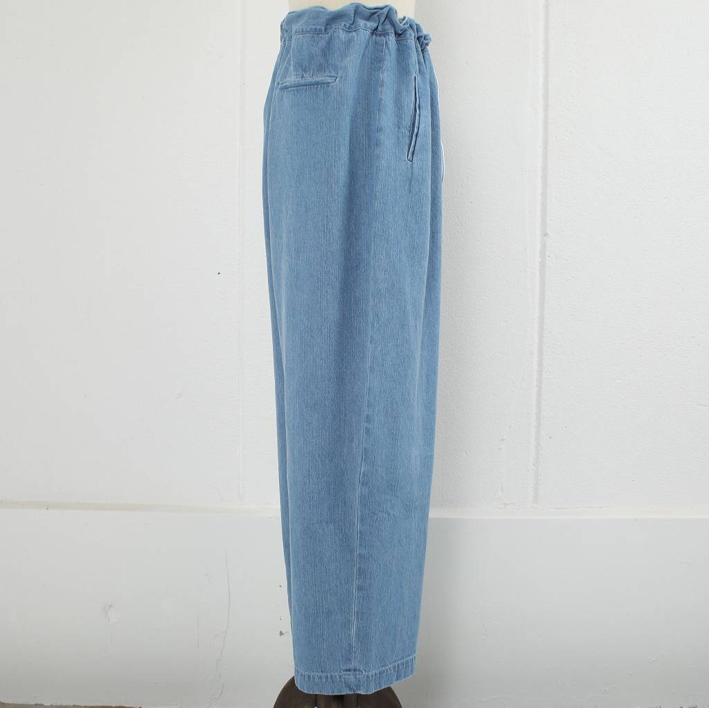 ATHA アタ ワイドイージーパンツ FADE DENIM GATHER WIDE EASY TROUSERS アイスブルー
