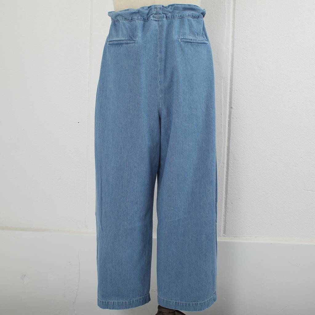 ATHA アタ ワイドイージーパンツ FADE DENIM GATHER WIDE EASY TROUSERS アイスブルー