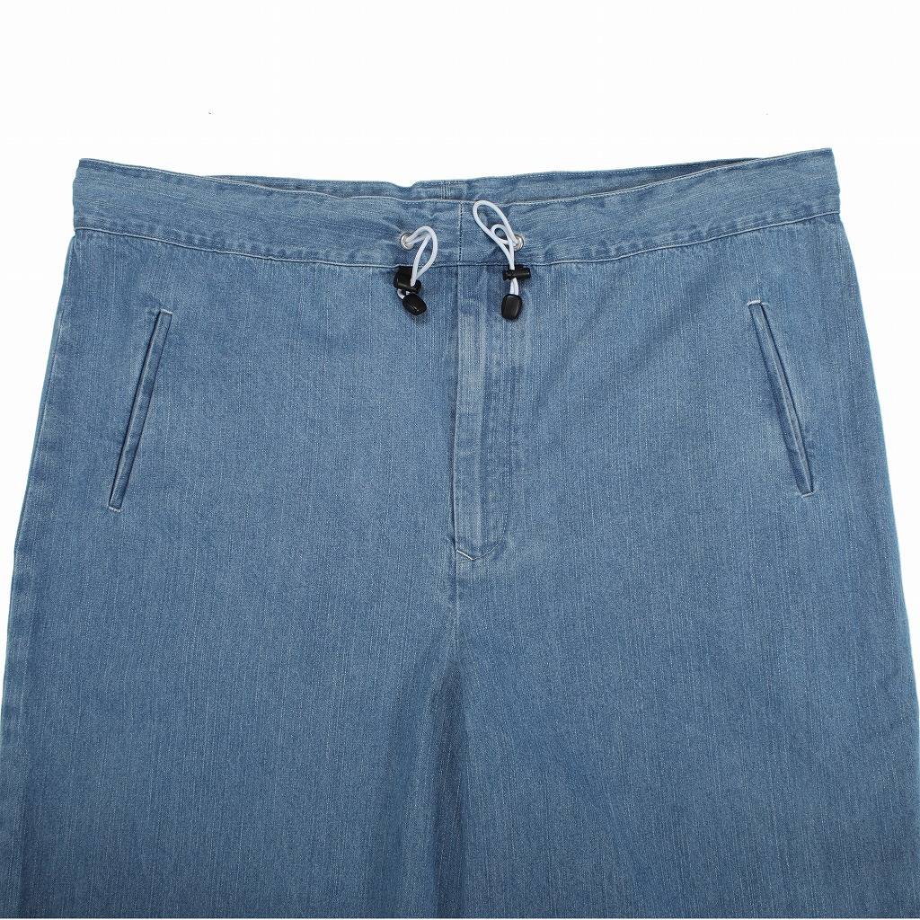 ATHA アタ ワイドイージーパンツ FADE DENIM GATHER WIDE EASY TROUSERS アイスブルー