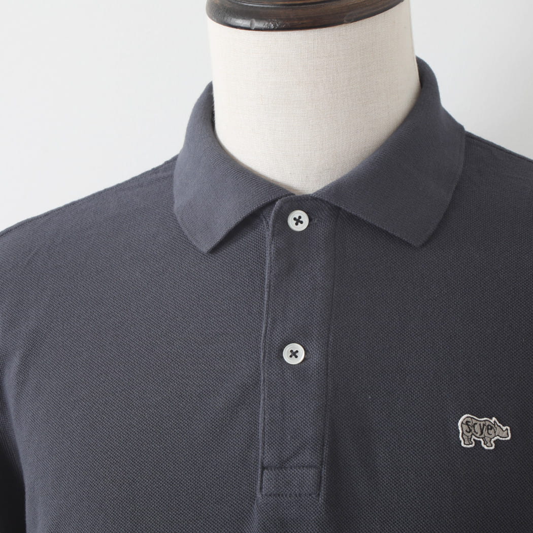 SCYE BASICS サイベーシックス 鹿の子 ポロシャツ ウオッシュド Cotton Pique Polo Shirt ダークグレー
