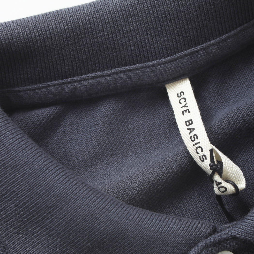 SCYE BASICS サイベーシックス 鹿の子 ポロシャツ ウオッシュド Cotton Pique Polo Shirt ダークグレー