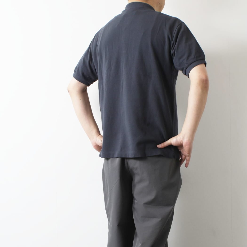 SCYE BASICS サイベーシックス 鹿の子 ポロシャツ ウオッシュド Cotton Pique Polo Shirt ダークグレー