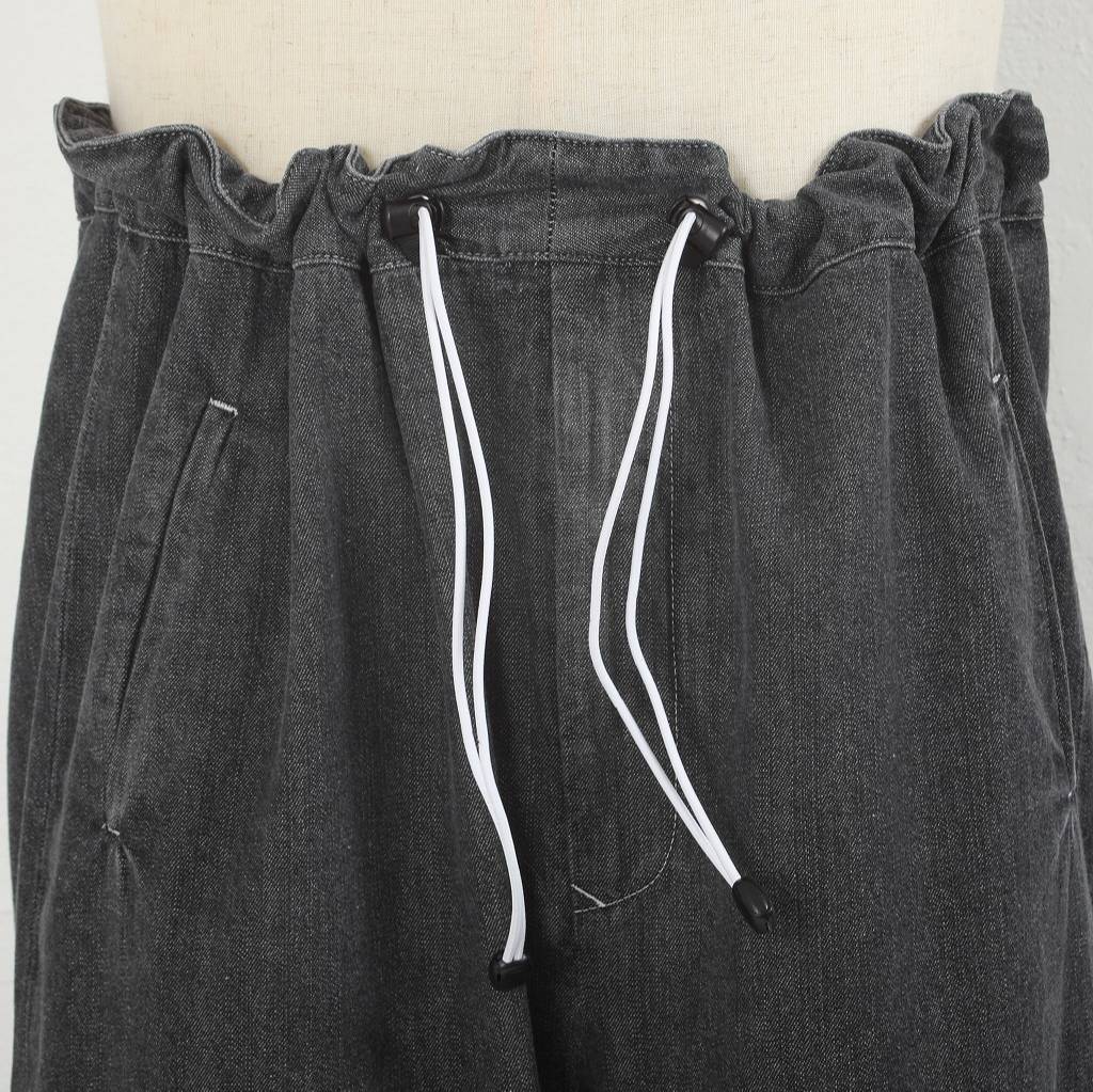 ATHA アタ ワイドイージーパンツ FADE DENIM GATHER WIDE EASY TROUSERS ブラック
