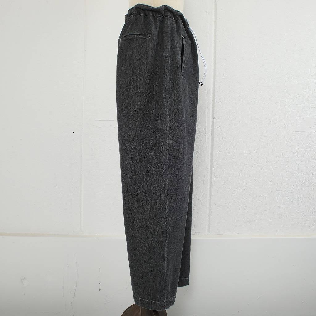 ATHA アタ ワイドイージーパンツ FADE DENIM GATHER WIDE EASY TROUSERS ブラック