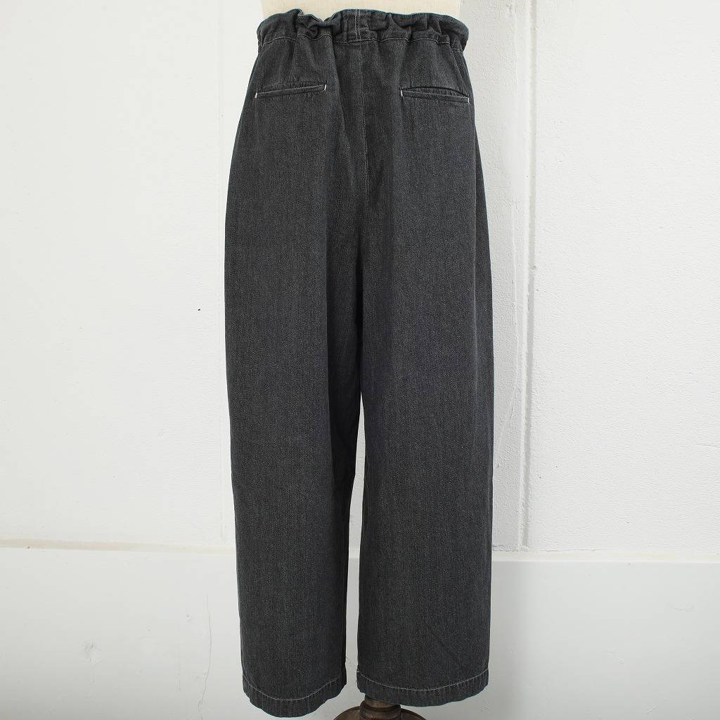 ATHA アタ ワイドイージーパンツ FADE DENIM GATHER WIDE EASY TROUSERS ブラック