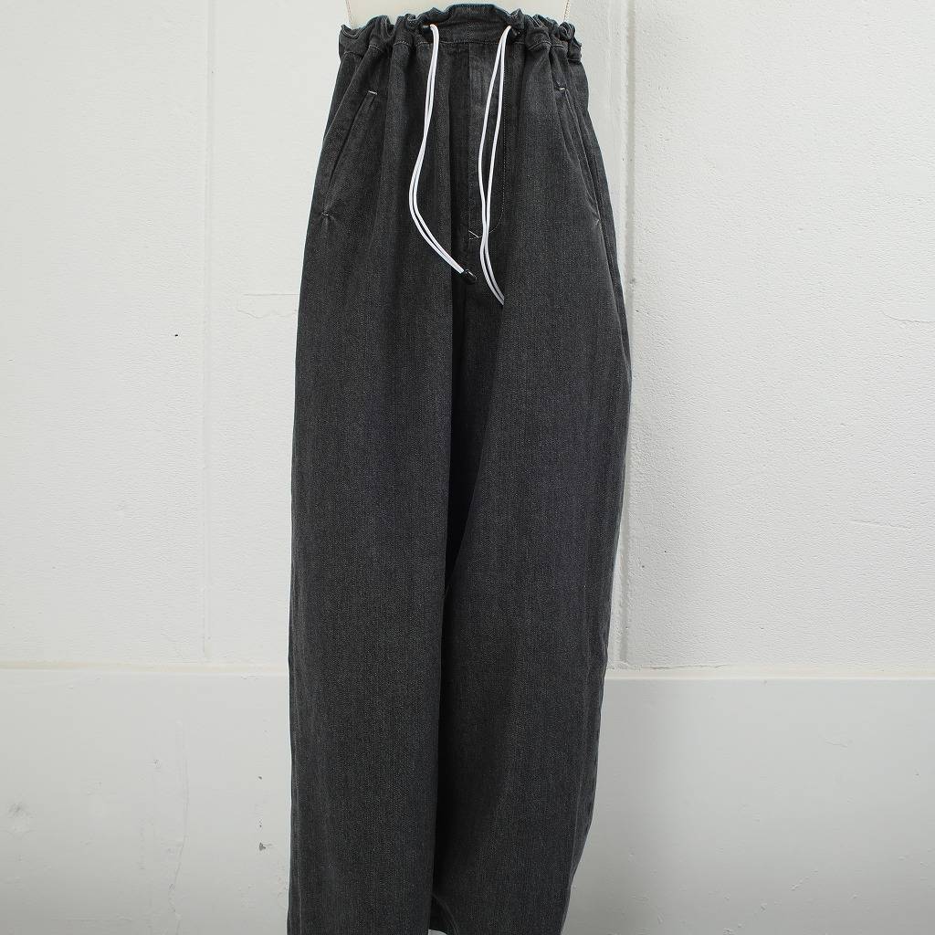ATHA アタ ワイドイージーパンツ FADE DENIM GATHER WIDE EASY TROUSERS ブラック