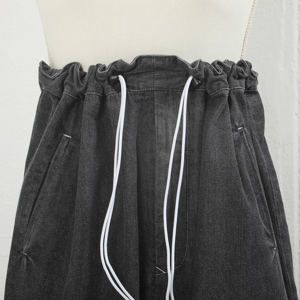 ATHA アタ ワイドイージーパンツ FADE DENIM GATHER WIDE EASY TROUSERS ブラック