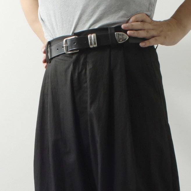 ハーディーアンドクレヴァリー Hardy&Cleverley  UKサドルレザーベルト イギリス製 ブラック／シルバー