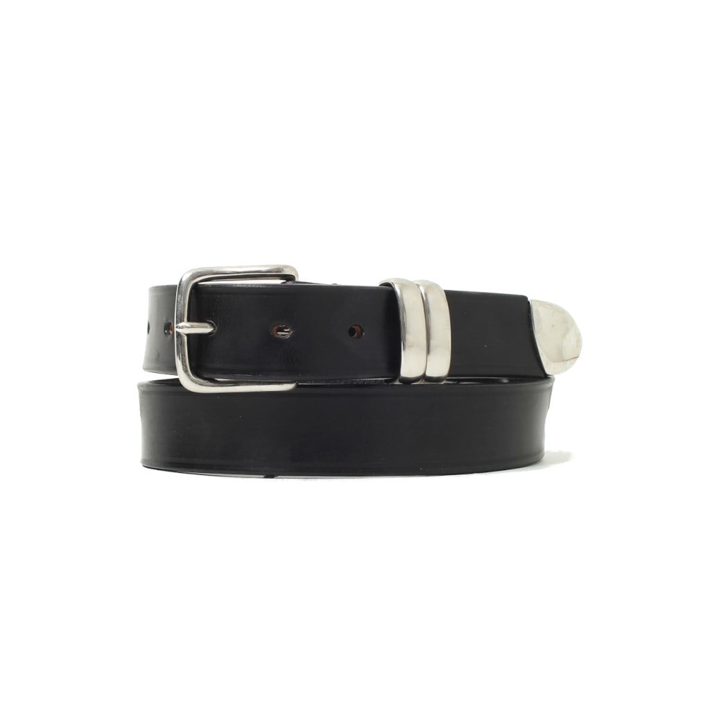 ハーディーアンドクレヴァリー Hardy&Cleverley  UKサドルレザーベルト イギリス製 ブラック／シルバー