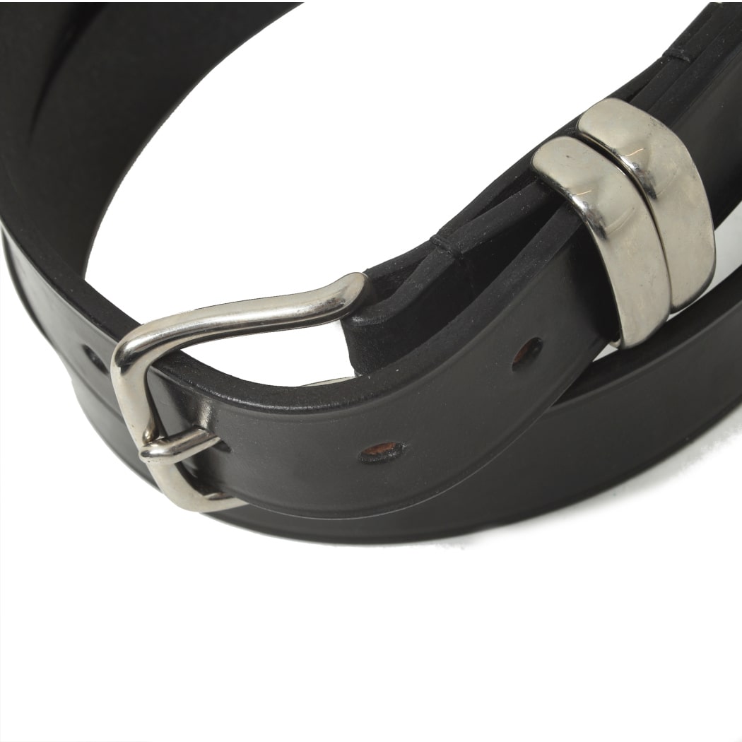 ハーディーアンドクレヴァリー Hardy&Cleverley  UKサドルレザーベルト イギリス製 ブラック／シルバー